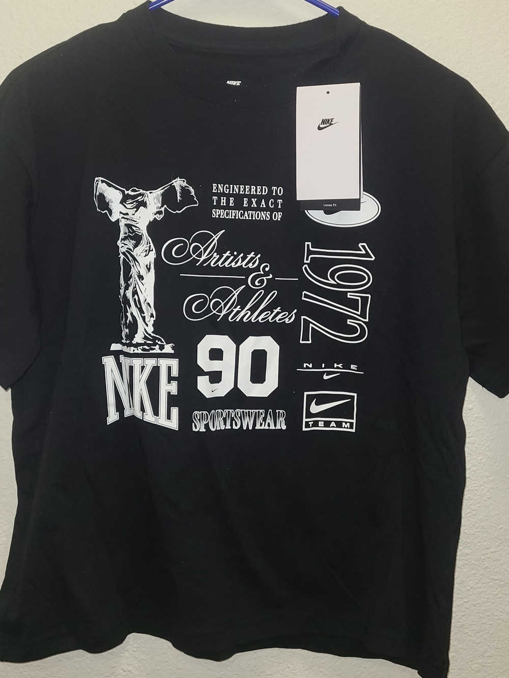 Nike Black Short Sleeve Graphic Tee with White Logos XL